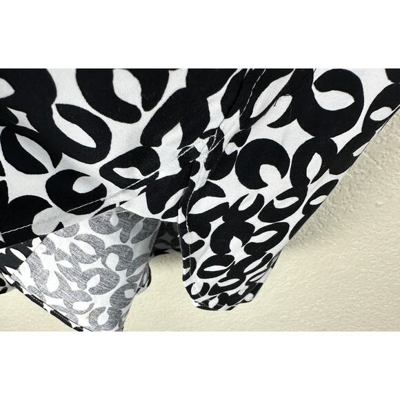 Chico’s Size 3 (US 16) Black White Abstract Print Button Front Shirt ¾ Sleeve - Picture 6 of 6